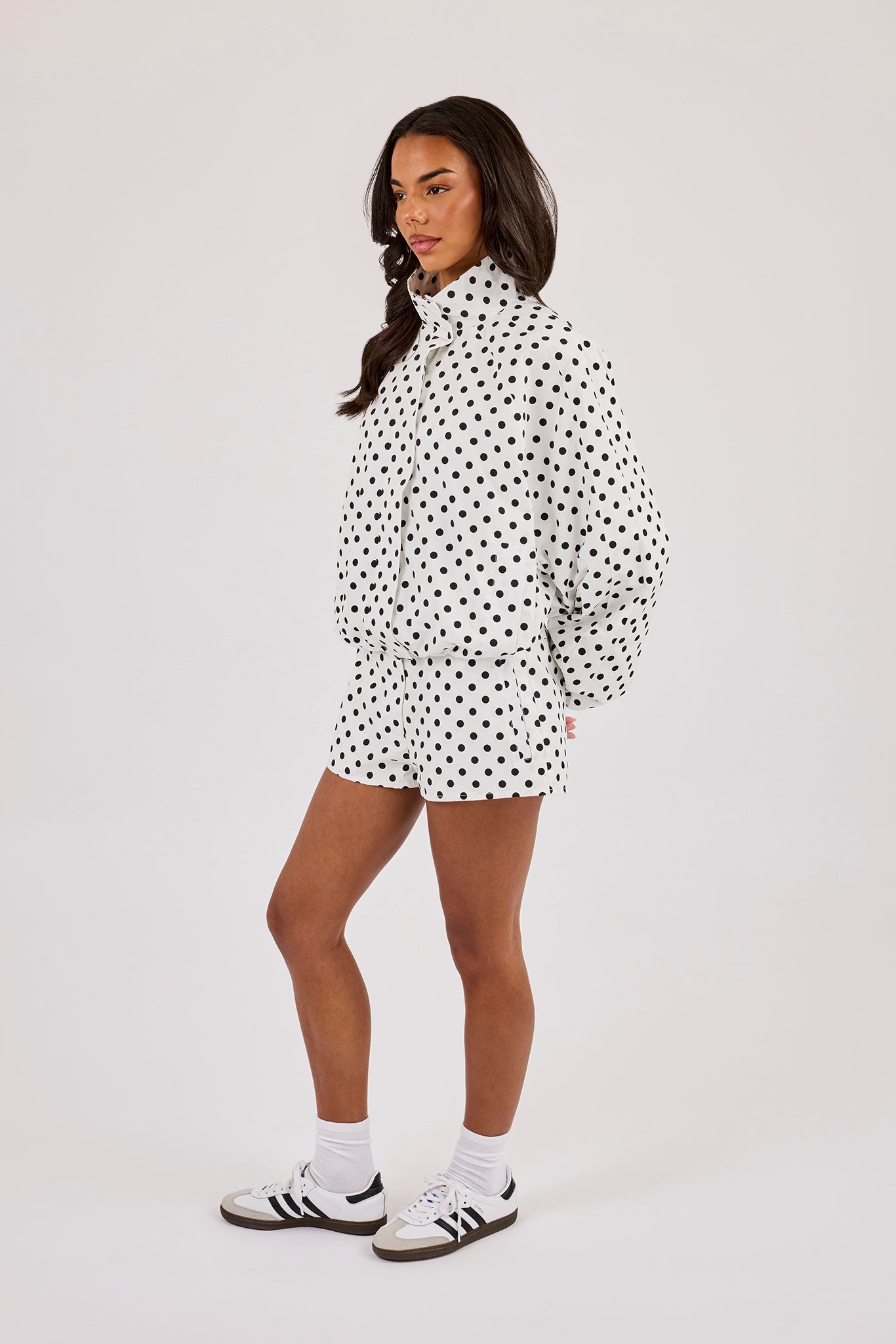 Polka Dot Jacket & Mini Short - White